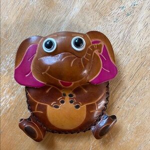 Brown Elephant Leather Coin Purse